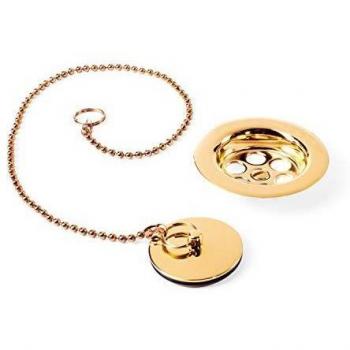 Cazoleta Plana Rejilla con Cadenilla y Tapa Color Oro 24K Brillante