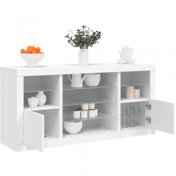 Aparador con luces LED blanco 142,5x37x67 cm Mueble de Almacenaje de Salón Buffet para salón Armario Auxiliar Armario de Almacenamiento vidaXL