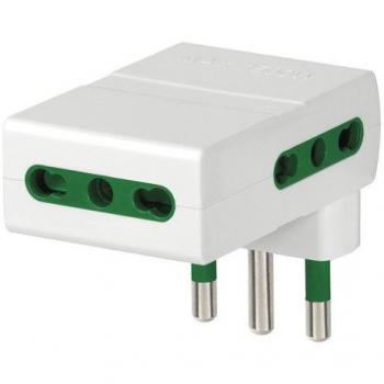 Adaptador múltiple S17 con 3 salidas, blanco, seguridad 2P+T 16A