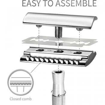 Maquinilla de Afeitar de Seguridad Metalizada Plata - Bambaw