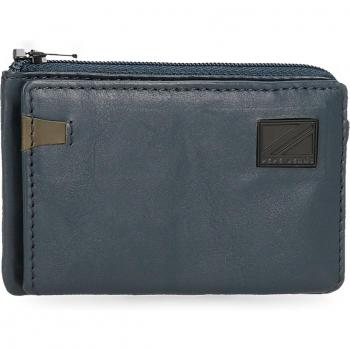 Pepe Jeans Monedero - Tarjetero de piel Marshal Azul marino