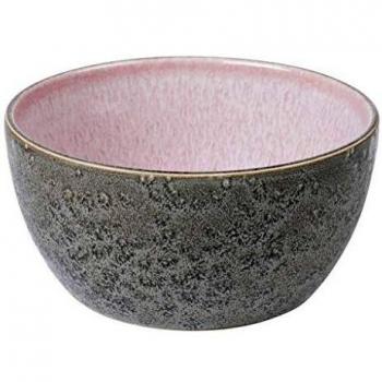 BITZ Cuenco para cereales o aperitivos de gres de 14 cm de diámetro, color gris y rojo claro