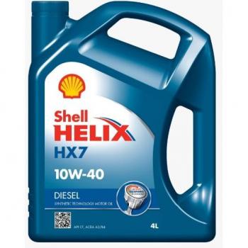 Aceite de motor SHELL Helix Diesel HX7 10W40 4L, aceite sintético para motores diésel, viscosidad 10W-40, capacidad de 4 litros, proporciona protección contra el desgaste y limpieza del