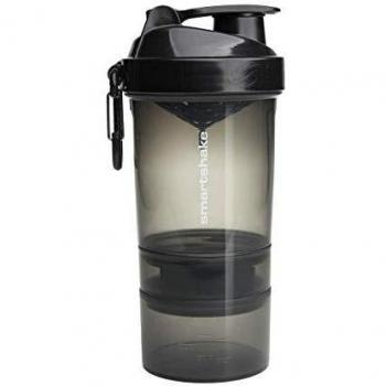 SmartShake Original2GO 600ml Sports Shaker with Reservoir in Gun Smoke Black