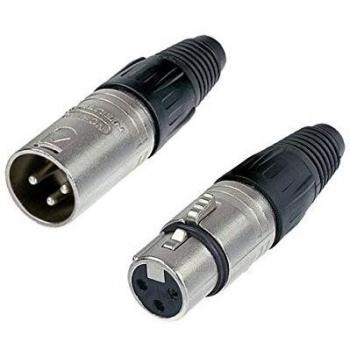 Neutrik Male & Female, 3-Pin XLR Female Cable Connector with Nickel Housing and Silver Contacts MT XLR