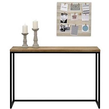 Consola Recibidor iCub Big Wood 120x30x80cm Negro Madera Maciza Pino Acabado Vintage Estilo Industrial