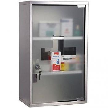 HOMCOM Botiquín Baño Armario de Medicina Primeros Auxilios Acero Inoxidable 50x30x18 cm