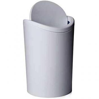 Tatay Papelera Baño con Tapa Basculante, 6L de Capacidad, de Polipropileno, Libre de BPA, Color Blanco, Medidas 19 x 19 x 28 cm