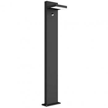 Bolardo LED Silvan 100 cm con sensor de Lucande, lámpara para exterior moderna en gris, fabricado en aluminio, 1 llama, ideal para iluminación de senderos y balizas