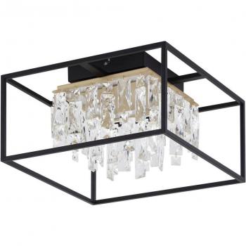 Lámpara de techo Lucande LED Kassi, negra, hierro, atenuable, 40cm