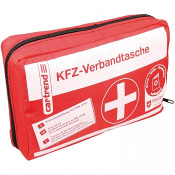 Kit de Primeros Auxilios para Automóvil - Bolsa Roja con Normativa DIN 13164, Incluye Máscara y Folleto