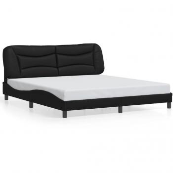 Estructura de Cama con Cabecero de Cuero Sintético Negro 180x200cm Vidaxl
