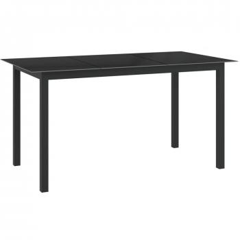 Aluminium and Glass Garden Dining Table - Black, 150x90x74 cm