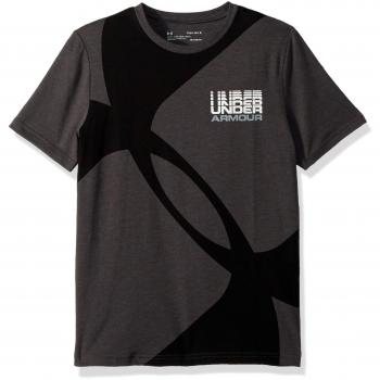 Under Armour Mega Duo - Camiseta de Manga Corta para niño, Niños, 1317595-019, Charcoal Heather/Steel, Youth Medium