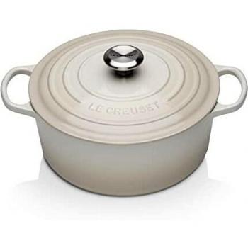 Le Creuset Signature Cast Iron Casserole with Lid, Round, Stainless steel knob, ⌀ 26 cm, 5.3 L, Meringue, 21177267164430