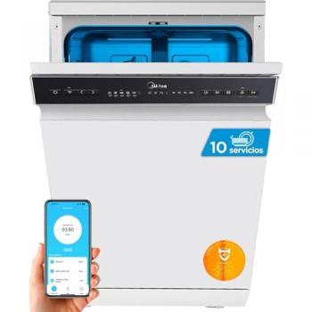 Lavavajillas Midea 10 Servicios 45 cm Blanco con Aquastop y Filtro Antibacterias
