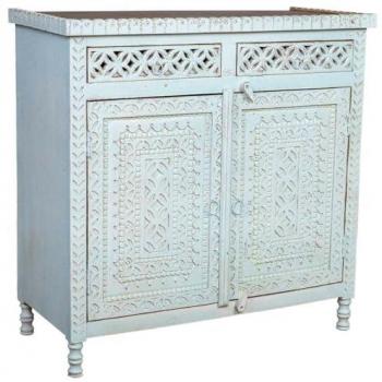 Consola de Madera de Mango Azul y Marrón con 2 Cajones y 2 Puertas, 43 x 94 x 95 cm