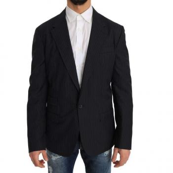 Dolce & Gabbana Gray Striped Wool Jacket Coat Slim Blazer - IT50 | L
