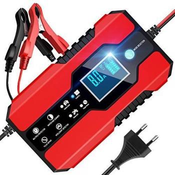 8A 12V/24V Cargador de Batería de Vehículo Inteligente Reparación Mantenimiento Batería Autos o Motos Función Vehículo Múltiples Modos y Protección con Pantalla LCD Batería de Plomo-ácido