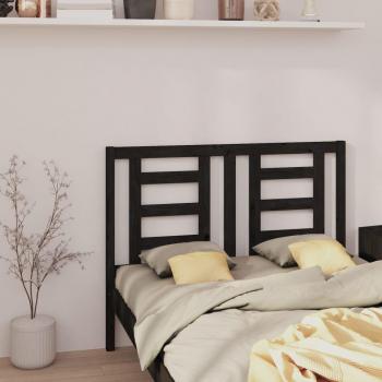 Cabecero de cama negro 146x4x100 cm madera maciza de pino