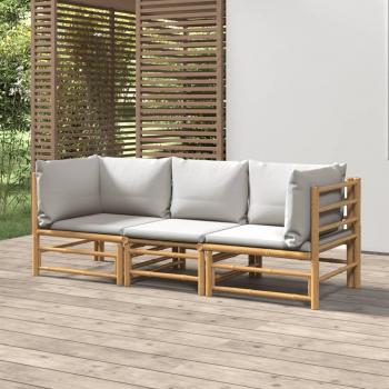 Conjunto de jardín 1 sofá central + 2 sofás esquineros bambú