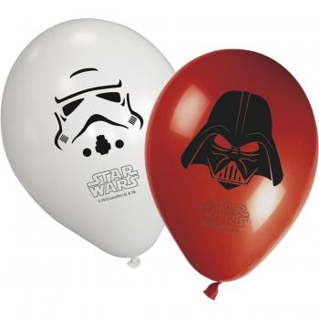Procos-84165 Globos Latex Star Wars, color blanco/rojo