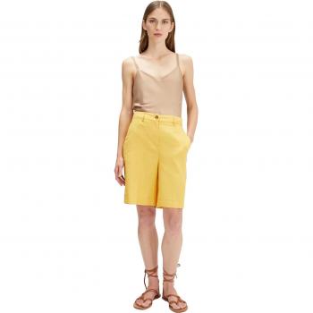 Bermudas de Lino Viscosa Motivi - Shorts a Medida Mujer con Apertura Frontal, Botón y Cremallera