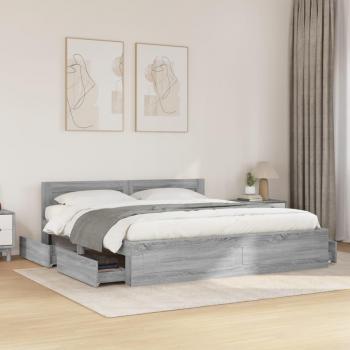 Cabecero de marco redondo gris Sonoma 200x200 cm madera multicapa