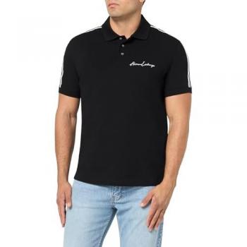 Armani Exchange Men's Black Short Sleeve Cotton Polo Shirt with Logo