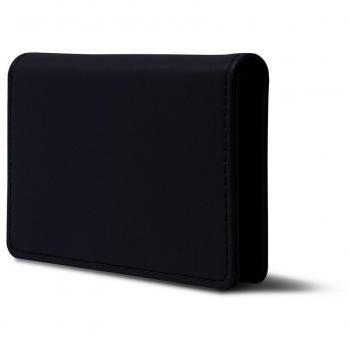 Lucrin - Cartera para tarjetas de empresa con solapa - Azul marino - Piel Liso