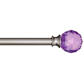 Amazon Basics - Barra de cortinas decorativa de 1,6 cm con remates de bola facetada, 71 cm, Morado