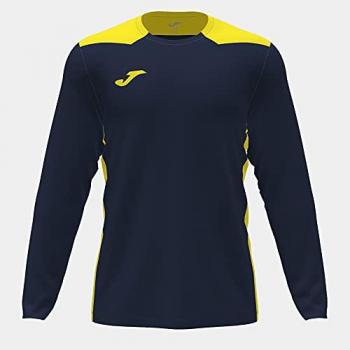 Camiseta Manga Larga Hombre Championship VI Marino Amarillo Flúor Joma