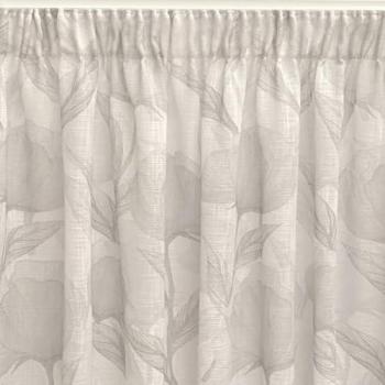 Cortina translúcida visillo estampación digital floral gris 140x270 cm confeccionada en cinta multifunción hecha en España