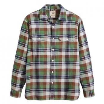 Levi's - Camisa de algodón de hombre de manga larga fit relajado, Sobrecamisa Jackson Worker multicolor (S), Casual, Algodón, Manga larga, Levi's outlet 2024, Camisa de trabajo Fondue