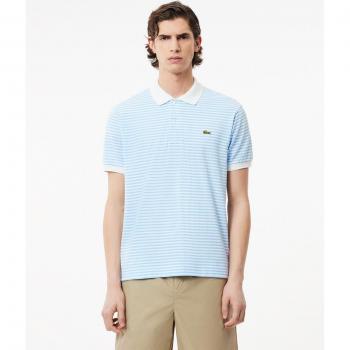 Lacoste Men's Original Cotton Short Sleeve Striped Polo Shirt - Blue, Size L