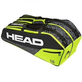 Head Core 6R Combi Bolsa de Tenis, Adultos Unisex, Nero/Neon Amarillo