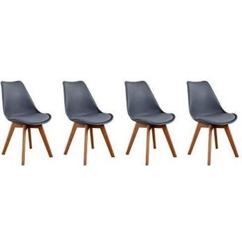 Lote de 4 sillas escandinavas NORA gris con cojín confortables y diseño atemporal