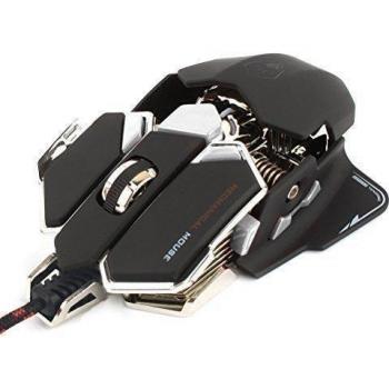 SUMLINK 4000 DPI Mouse Alámbrico USB Profesional Para Juegos con 10 Botones Programables LED óptico Nano Ergonómico con Baso de Aluminio