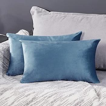 Deconovo Fundas para Cojines de Almohada del Sofá Cubierta Suave Decorativa Protector para Hogar 2 Piezas 30 x 50 cm Azul Gris