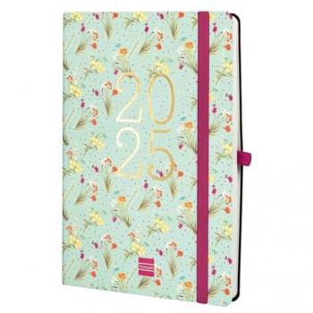 Agenda encuadernada año 2025 Capri FA5-148x210 mm semana vista vertical Happy Finocam multicolor internacional multilingüe