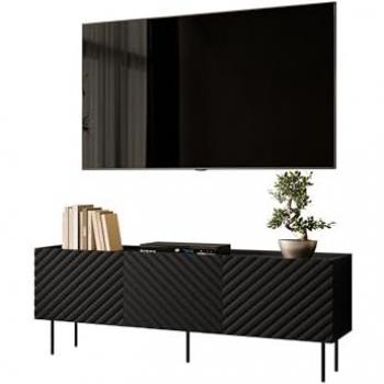 Mueble TV Charlotte U103, Negro, 166 x 59 x 40 cm, con tres puertas