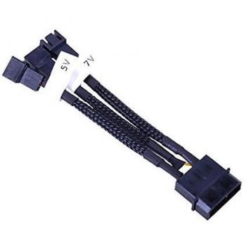 Phobya adapter 4Pin Molex to 3Pin 5V/7V/12V 10cm - black Cables Fan cables & adptors