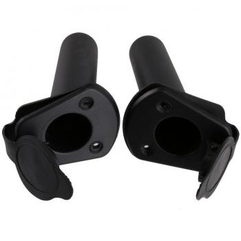 MagiDeal 2pcs Montaje Empotrado Titular De La Caña De Pescar con Junta De Cubierta Tapa para Embarcaciones De Kayak - Negro, ML1636