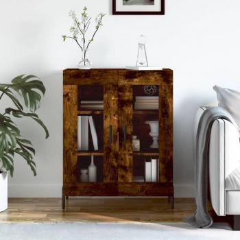 Aparador de madera de ingeniería 69,5x34x90 cm en color roble ahumado, mueble de almacenaje para salón, buffet y armario auxiliar