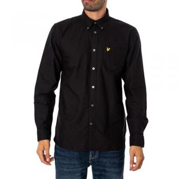 Lyle & Scott Plain Oxford Shirt - Jet Black - Male - Size: L