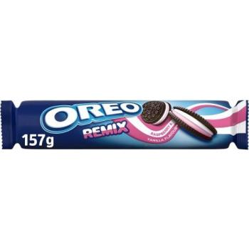 Oreo Remix Frambuesa & Vainilla 154gr x 16 unidades - Deliciosas galletas Oreo con un toque de frambuesa y vainilla