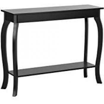 Mesa Consola Negra Hartford 100x30 cm Estilo Francés Moderno con Almacenamiento y Estante de Exhibición