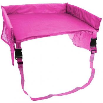 Bandeja de coche con mesa para niños de Taramall, impermeable para que jueguen los niños, mesa ajustable al cinturón de seguridad del asiento del coche con tablero de dibujo de viaje para poner comida. rosa rosa