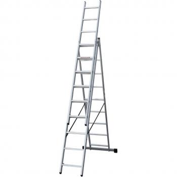 Escalera Industrial de Aluminio de 3 Tramos y 9 Peldaños