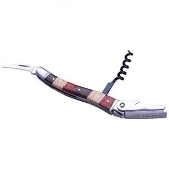 LAGUIOLE - Single Lever Sommelier - Funciones cuchillo con sacacorchos, cortador de cápsulas y abridor de botellas - Comodidad de uso - Caja de regalo - Acero inoxidable, madera de pakka - Pakka 3 tonos